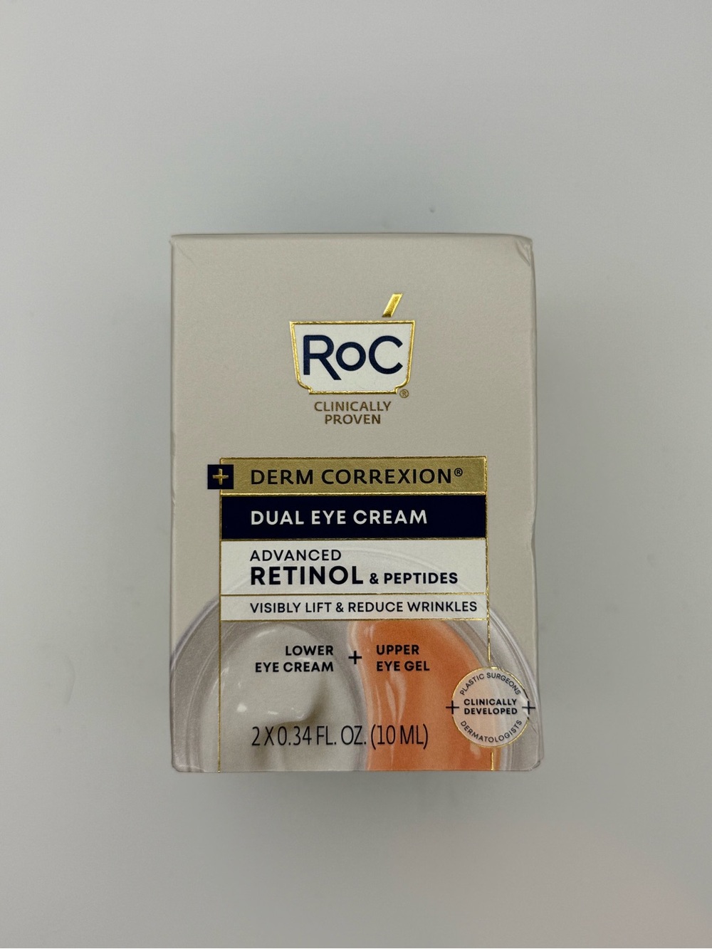 RoC Derm Correxion Dual Eye Cream Retinol & Peptides 2-in-1 Eye Treatment NEW